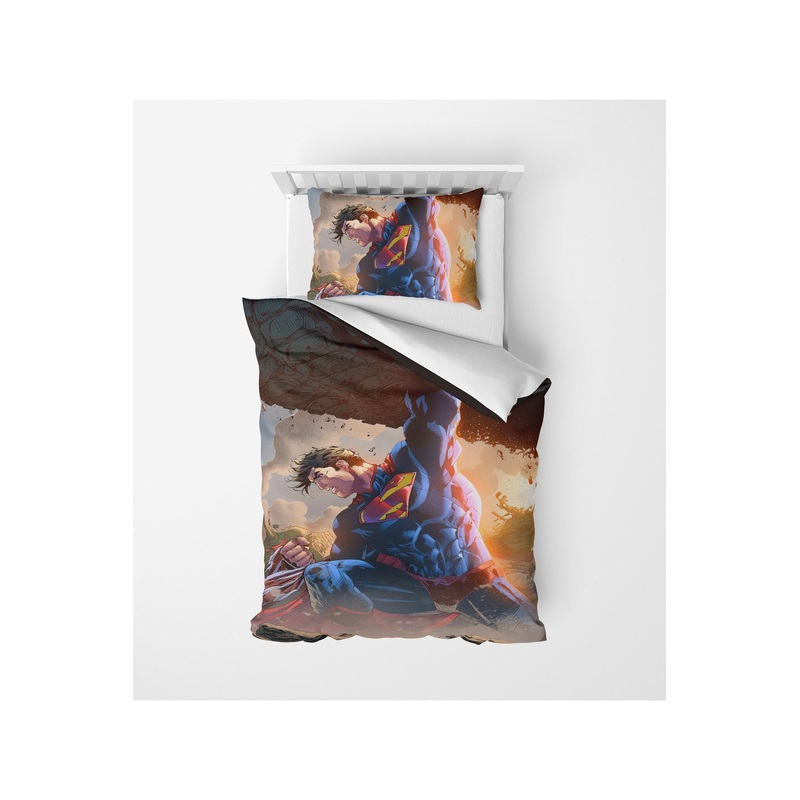 3D Digital Print Micro Satin Single Duvet Cover Set Superman Patterned