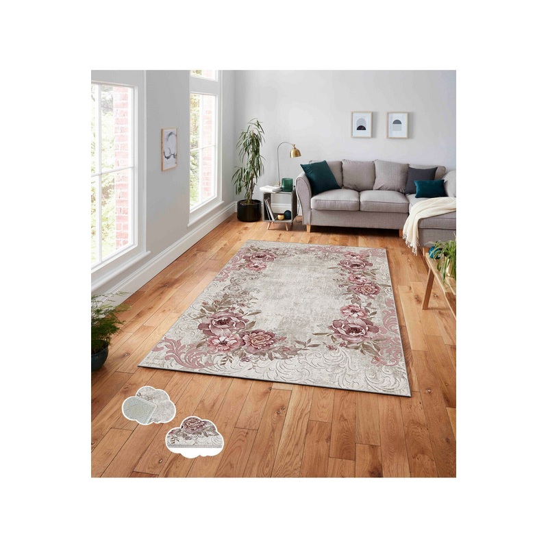 3D Digital Printing Floral Patterned Non Slip Base Carpet  | Washable & Stain Resistant | Cozy Home Decor Gift