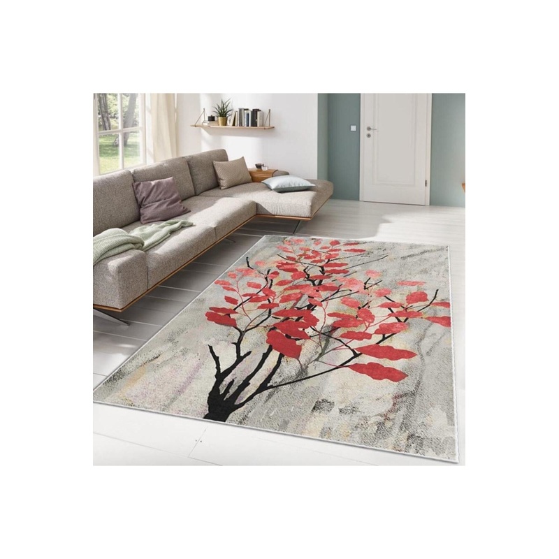 Antique Red Leafy Tree Digital Printed Carpet