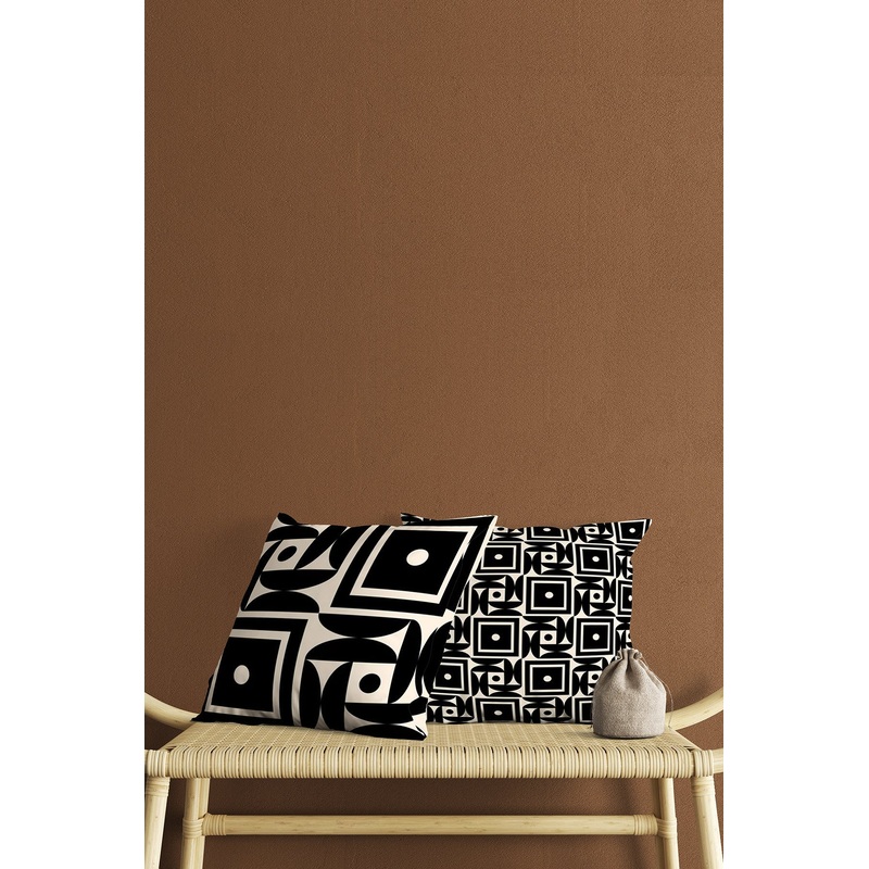 Black Motif Patterned Double-Sided Gift Decorative 2 Pcs Cushion Cover