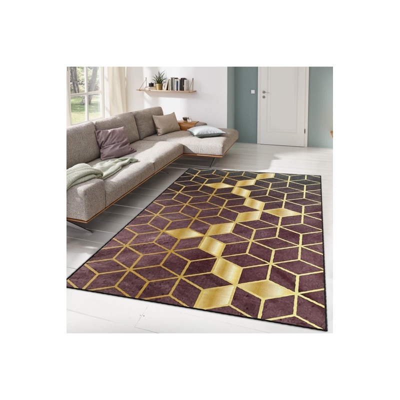 Bordo Gold Honeycomb Patterned Digitally Printed Carpet