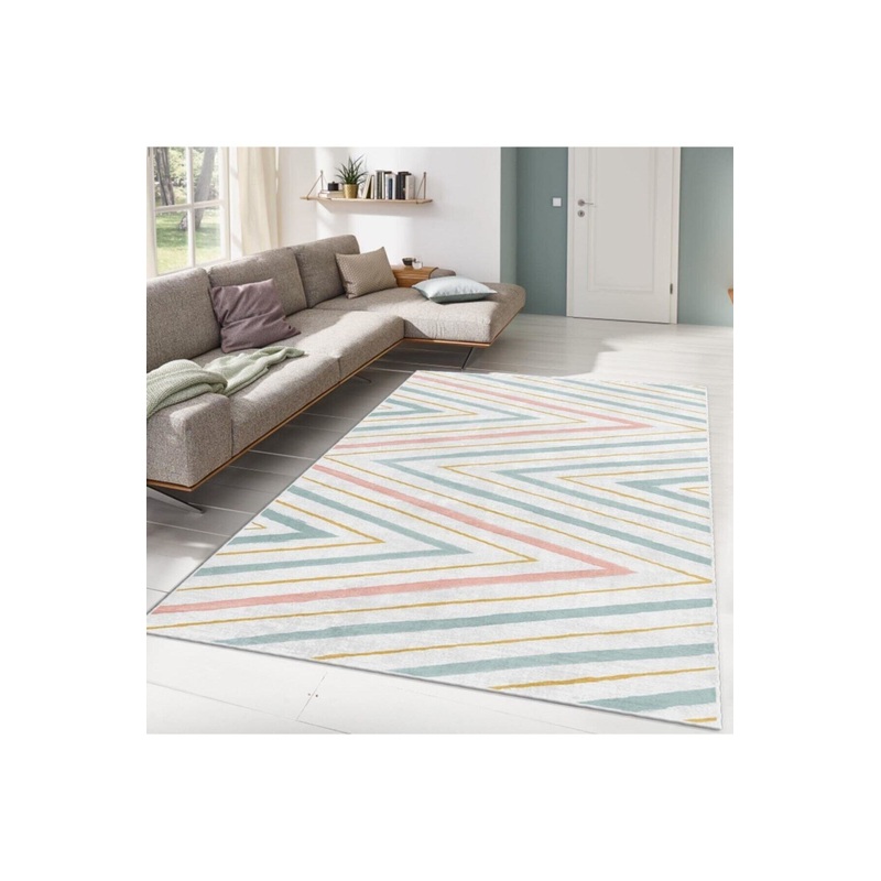 Colorful Zigzag Patterned Digital Printed Carpet