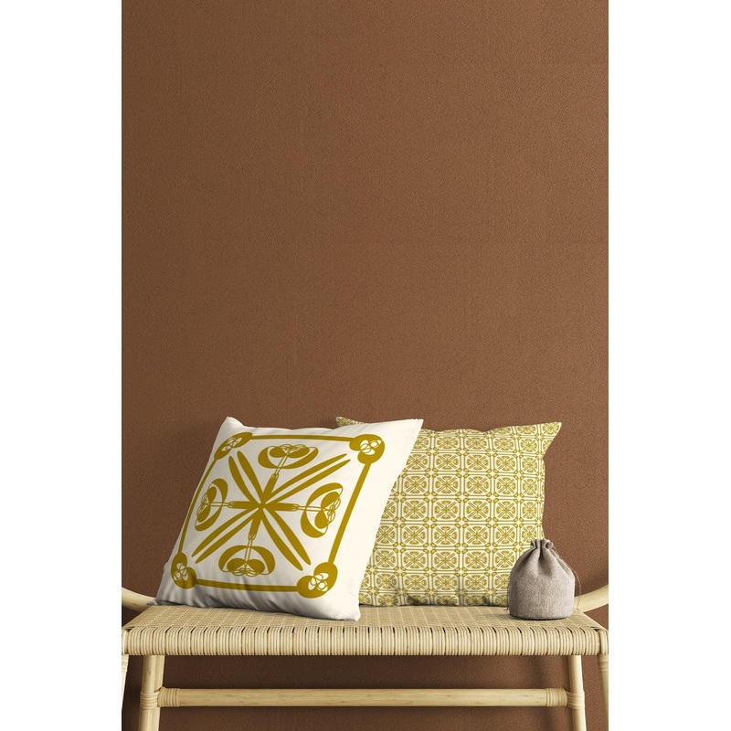 Cream Yellow Motif Patterned Digital Print Double-Sided Gift Decorative 2 Pcs Cushion Cover