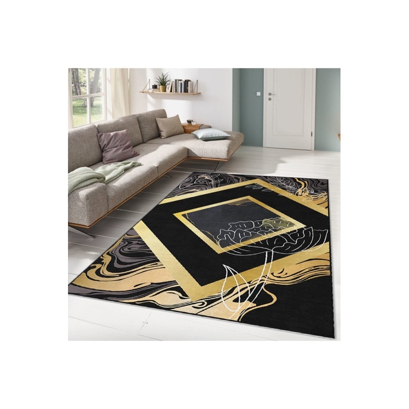 Gold Tile Detailed Digital Printed Carpet