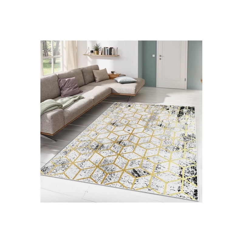 Gold Web Motif Digital Printed Carpet