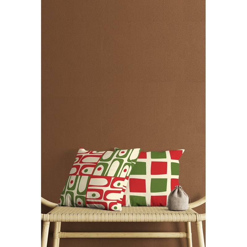 Green And Red Square Patterned Digital Print Double-Sided Decorative Gift Pillow Case 2 Pcs