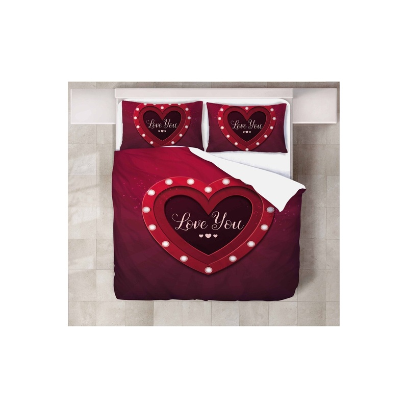 Love You 3D Digital Printing Double Duvet Cover Set | Duvet Cover And 2 Pcs Pillowcases | Bedding Set, Bedroom Decor