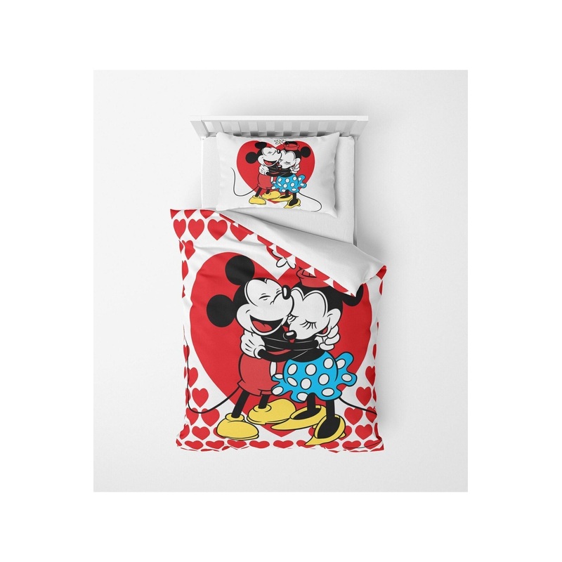 Minnie Mickey Hug 3D Digital Print Single Duvet Cover Set | Duvet Cover And 1 Pillowcase
