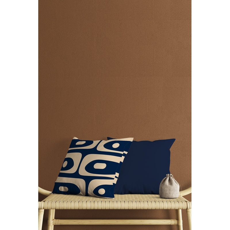Navy Blue And Cream Abstract Patterned Double-Sided Decorative Gift Pillow Case 2 Pcs