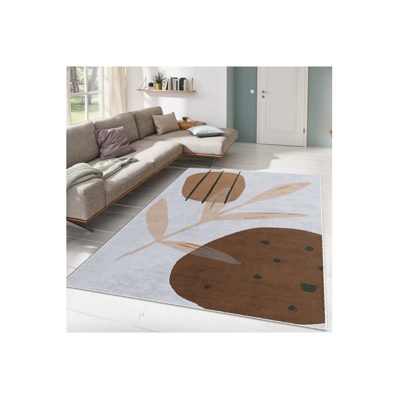 Pink Leaf Motif Soft Digital Printed Carpet