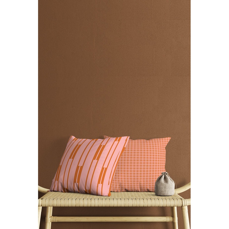 Pink Orange Striped Square Patterned Digital Print Double-Sided Gift 2 Pcs Cushion Cover