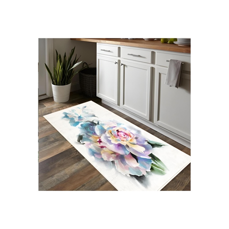 Rose Motif Kitchen Rug