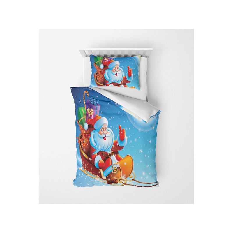 3D Christmas Themed Digital Print Micro Satin Single Duvet Cover Set Santa Claus Bedding Set, Bedroom Decor