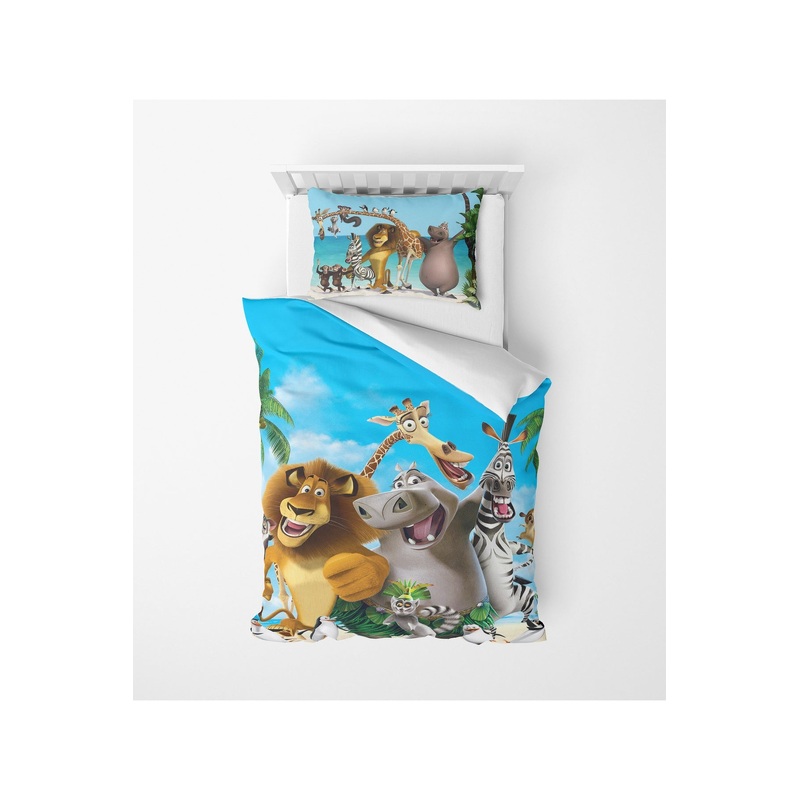 3D Digital Print Micro Satin Single Duvet Cover Set Madagascar Patterned