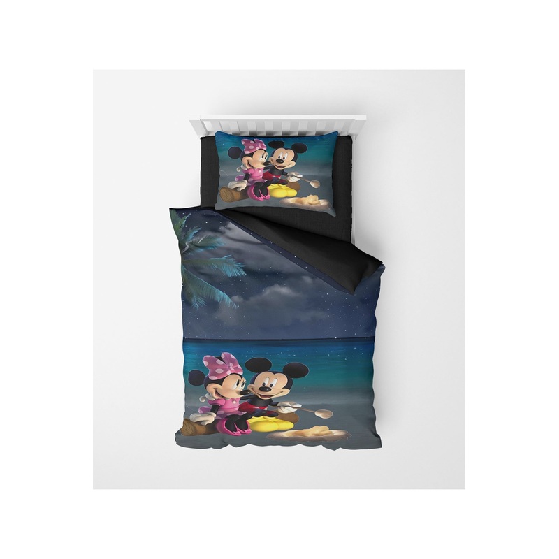 3D Digital Print Micro Satin Single Duvet Cover Set Minnie And Mickey 3 Patterned