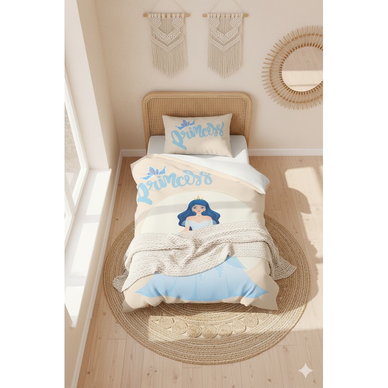 3D Digital Print Micro Satin Single Duvet Cover Set Princess Patterned | Bedding Set, Bedroom Decor