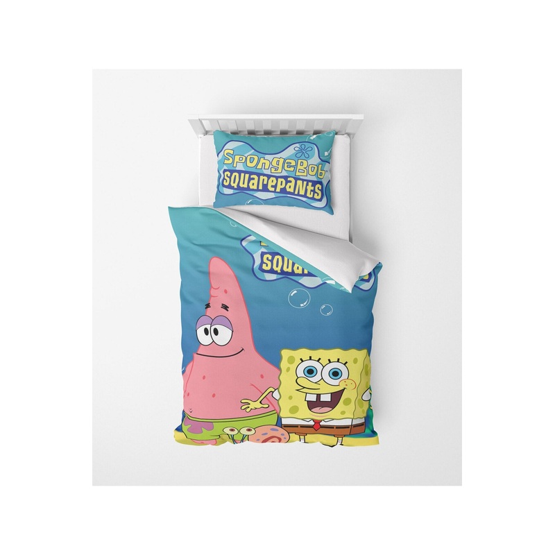 3D Digital Print Micro Satin Single Duvet Cover Set Spongebob 2 Patterned