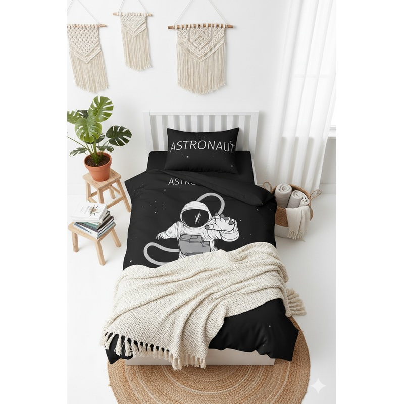 Astronaut 3D Digital Print Single Duvet Cover Set | Duvet Cover And 1 Pcs Pillowcase | Bedding Set, Bedroom Decor