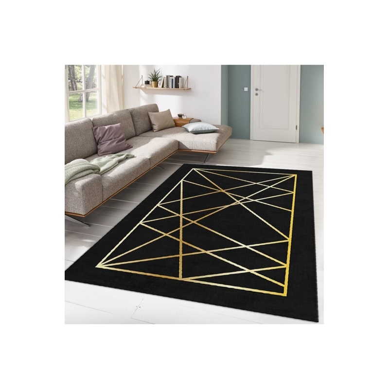 BlackGold Stripe Detailed Digital Printed Carpet