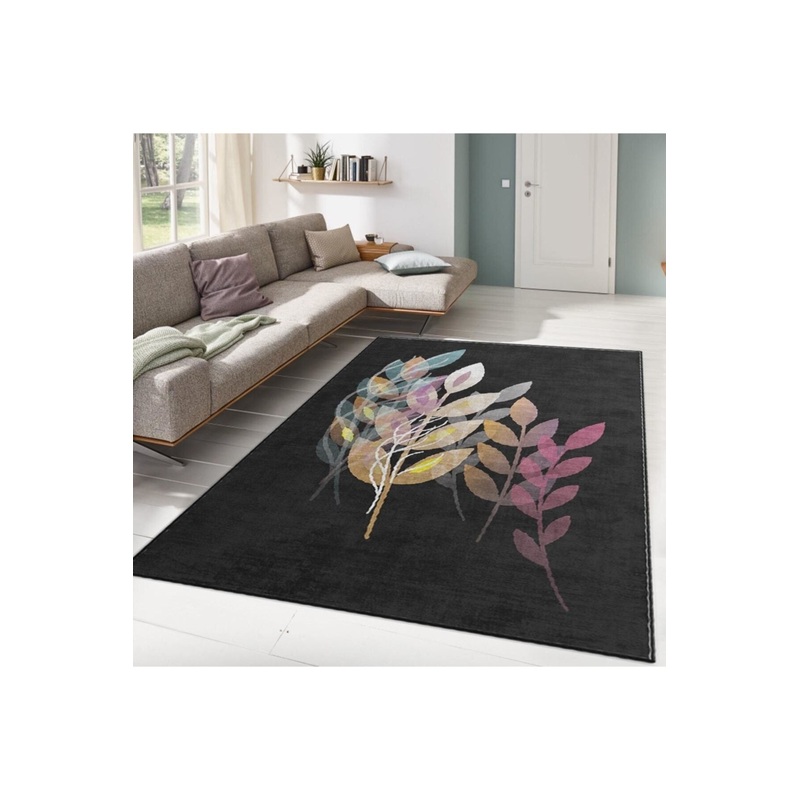 Colorful Leaf Motif Digital Printed Carpet