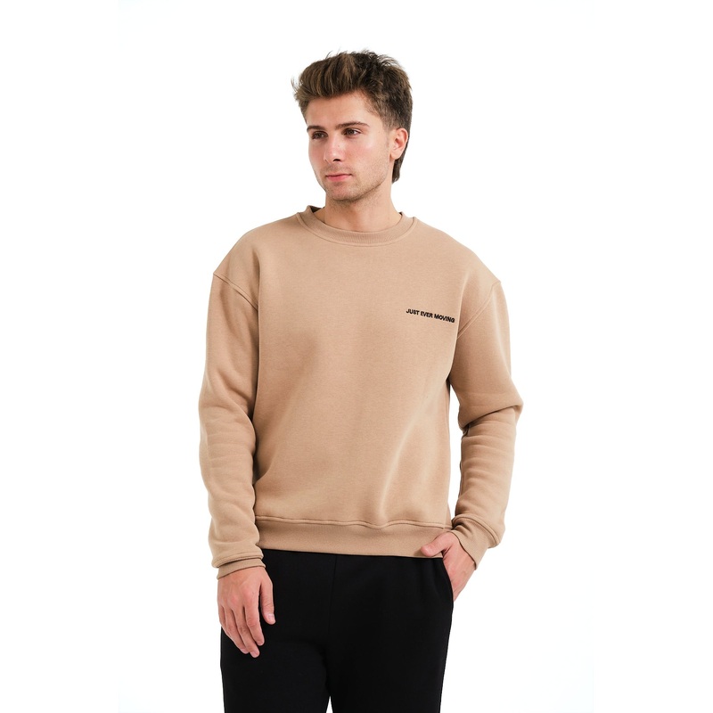 Crew Neck Embroidered Raised Fleece Inside Mink Men's Sweatshirt - Volar