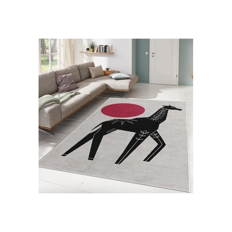 Digitally Printed Carpet With Giraffe Motif
