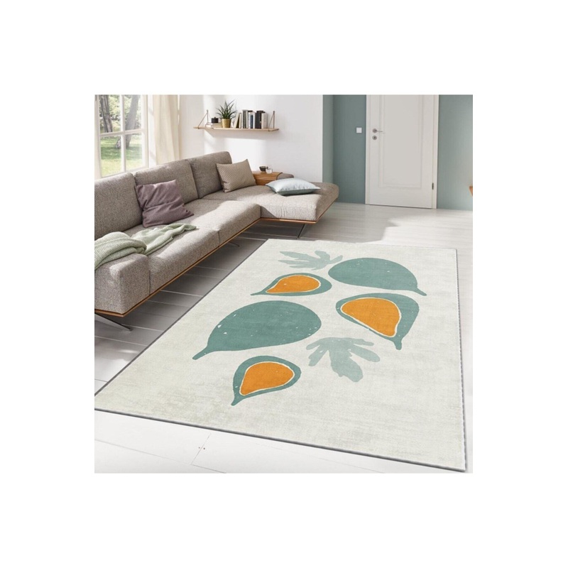 Digitally Printed Carpet With Green Fruit Motif