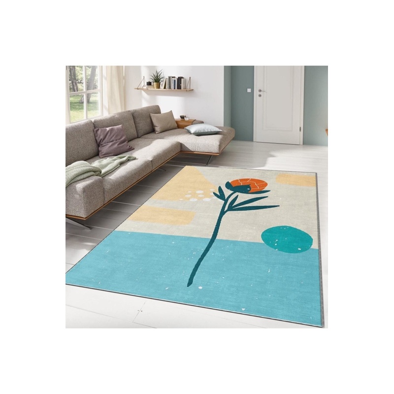 Digitally Printed Carpet With Rosebud Motif