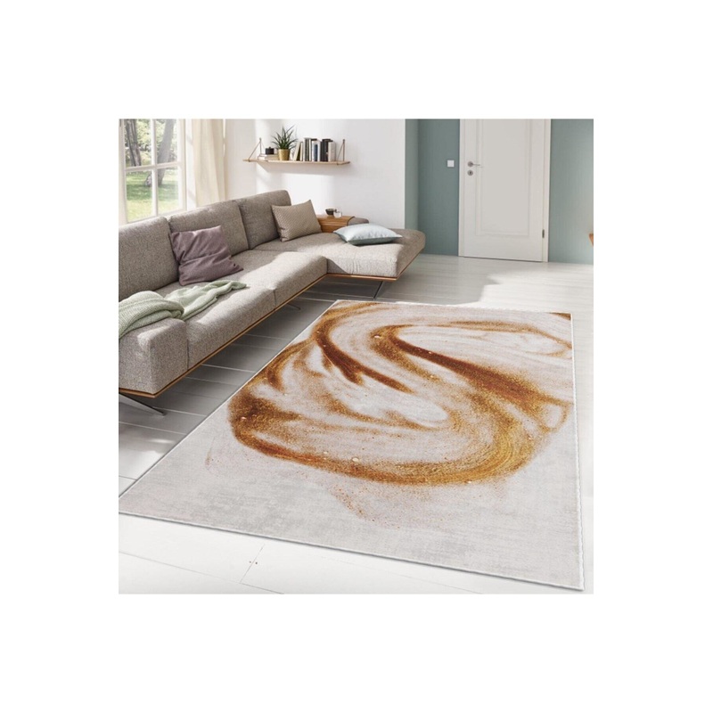 Gold Paint Patterned Digital Printed Carpet