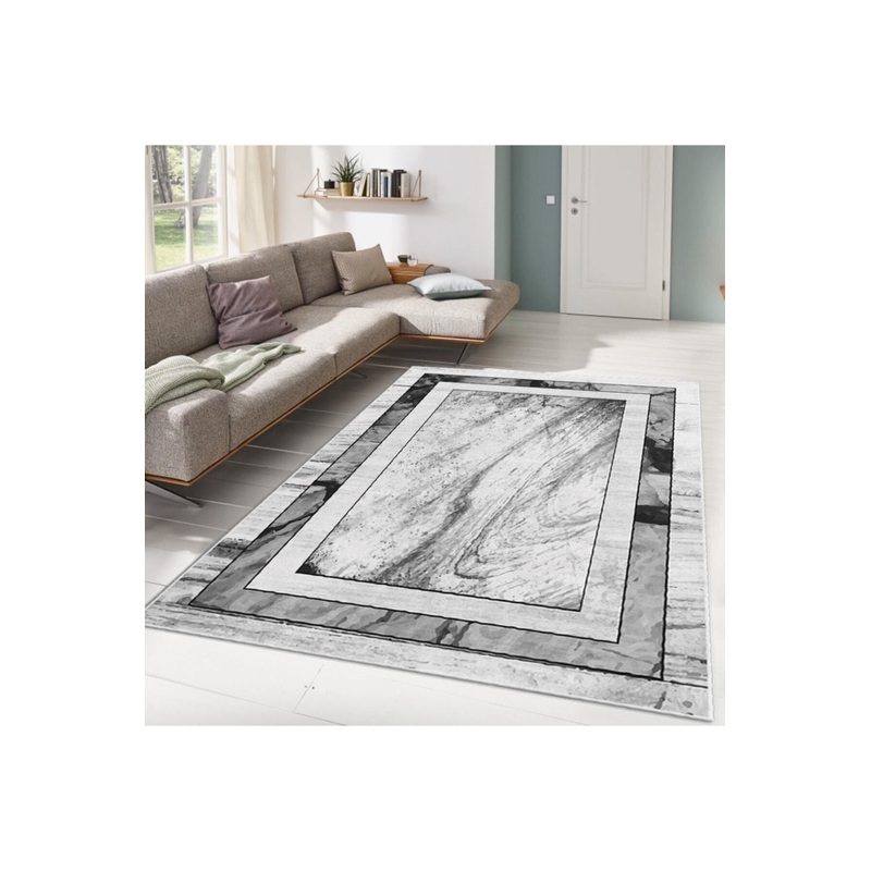 Gray Frame Detailed Digital Printed Carpet