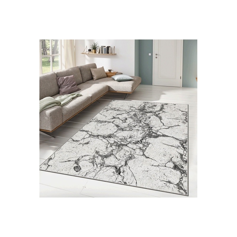 Gray Marble Patterned Digital Printed Carpet