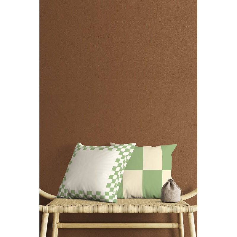 Green Checkerboard Patterned Digital Print Double-Sided Decorative Gift Pillow Case 2 Pcs