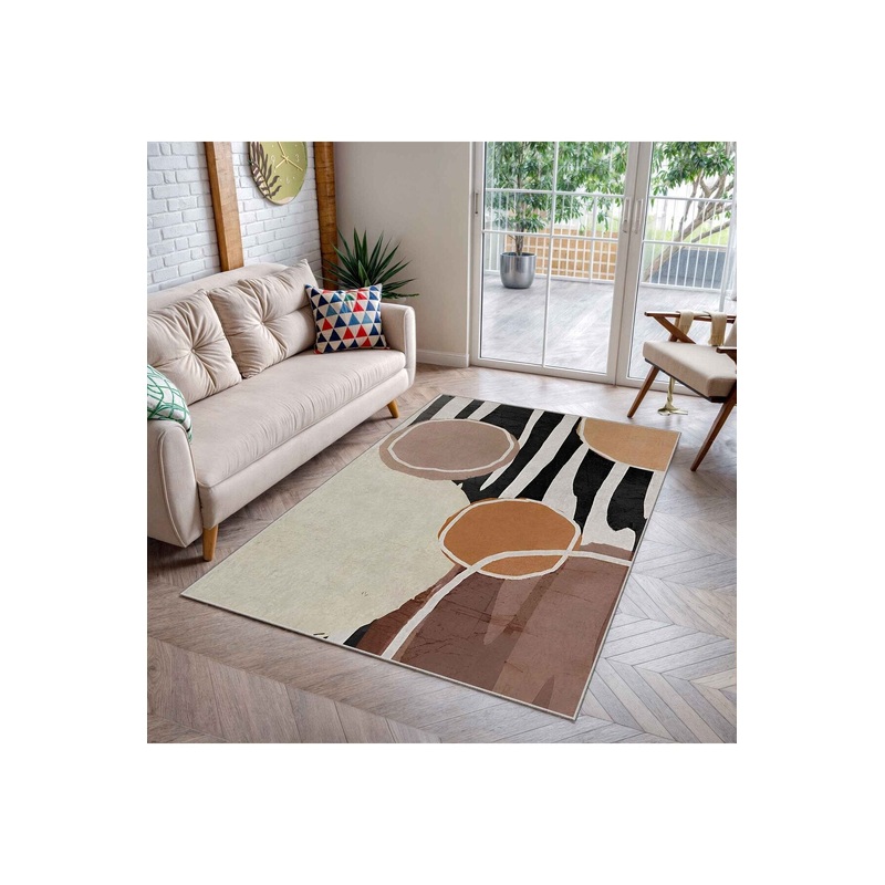 Machine Washable - Non Slip Based Stain Resistant Living Room Rug