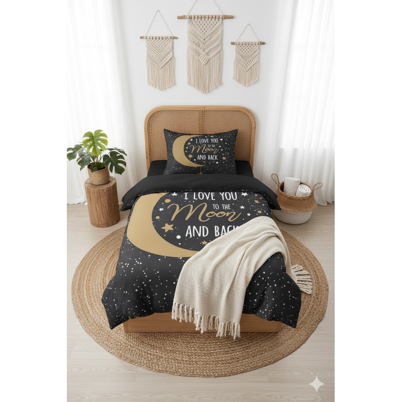 Moon 3D Digital Printing Single Duvet Cover Set | Duvet Cover And 1 Pcs Pillowcase | Bedding Set, Bedroom Decor