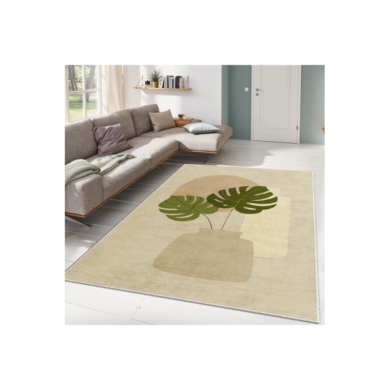 Palm Leaf Figured Digital Printed Carpet