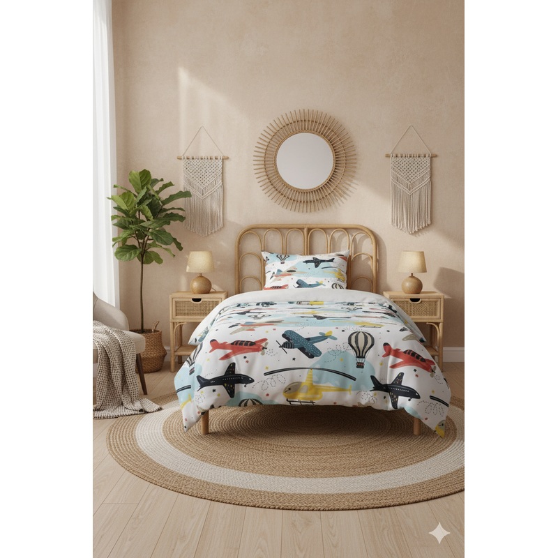 Plane 3D Digital Printing Single Duvet Cover Set | Duvet Cover And 1 Pcs Pillowcase | Bedding Set, Bedroom Decor