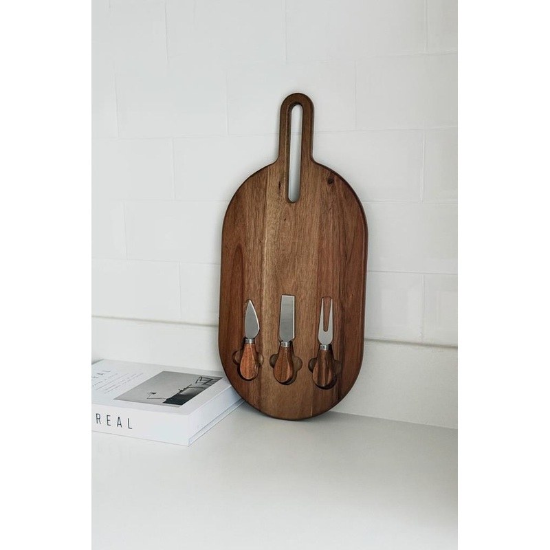 Acacia Cheese Serving Presentation Set 47.5X22.5