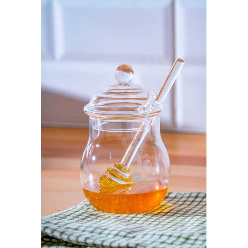 Acar Glass Honey Jar With Spoon 10Cm