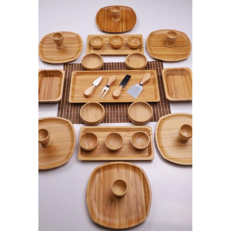 Atbyhome Bamboo Loft 6 Person 31 Piece Natural Bamboo Breakfast Set - Breakfast Set Presentation Set