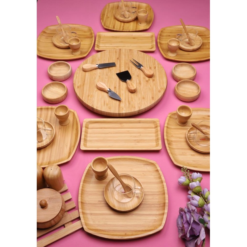 Atbyhome Bambu Vista 6 Person 47 Piece Natural Bamboo Breakfast Set - Breakfast Set Presentation Set