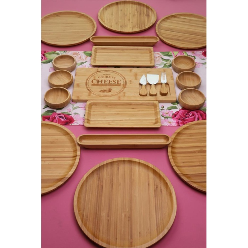 Atbyhome Cradle 20 Piece Natural Bamboo Breakfast Set For 6 People  Breakfast Set Presentation Set