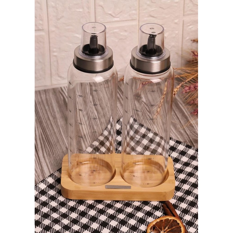Bambum Damla 3 Piece Stand Oil Bottle - Vinegar Bottle Set 500 Ml