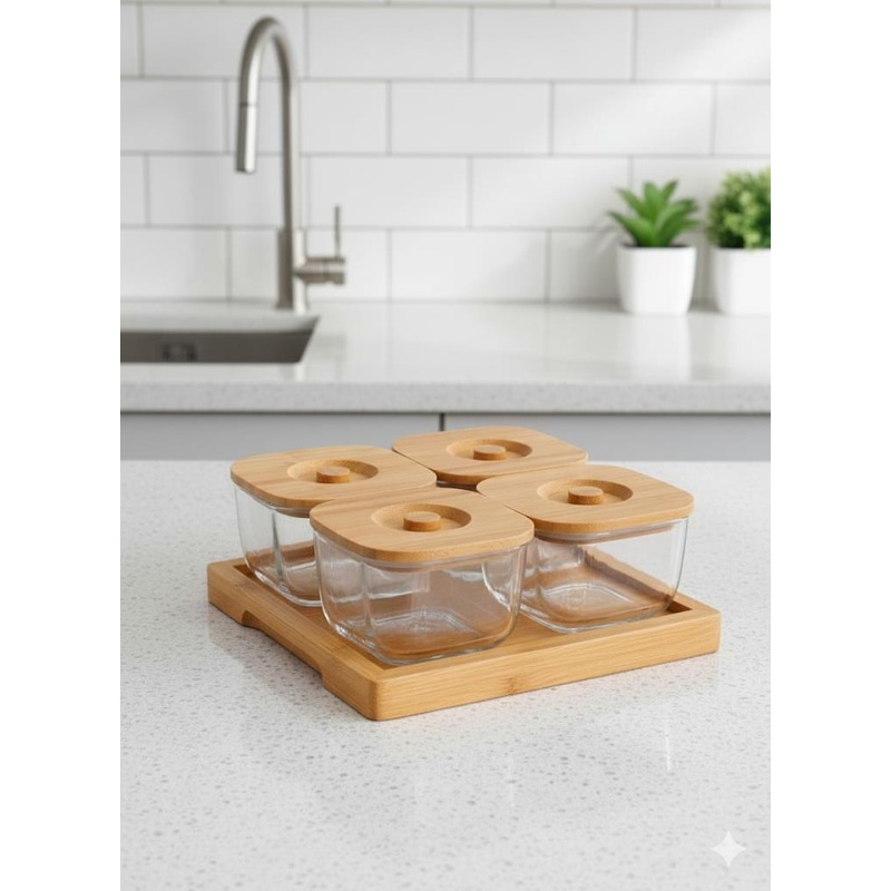 Bambum Krosna - 9 Piece Glass Breakfast Set