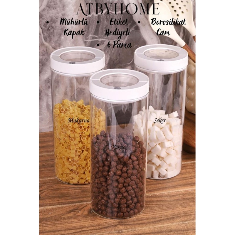 Lengo 3-Pack 2000 Ml Vacuum Sealed Borosilicate Glass Food Storage Jar