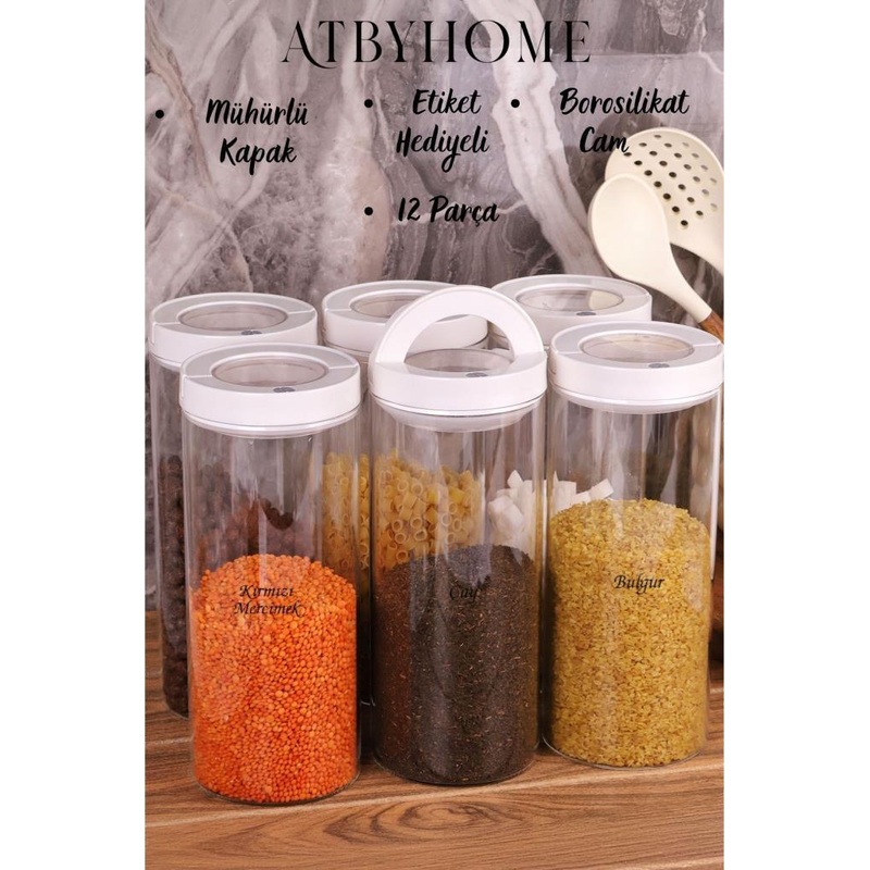 Lengo 6-Pack 2000 Ml Vacuum Sealed Borosilicate Glass Food Storage Jar