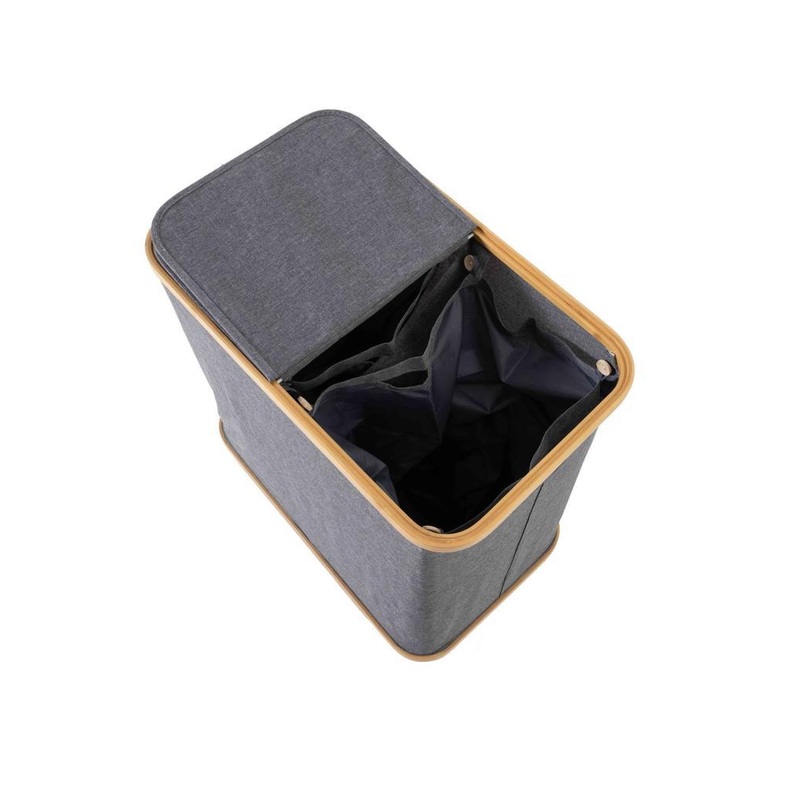 Mien Bamboo Edged Fabric Foldable 150 Lt Laundry Basket 57X37X70