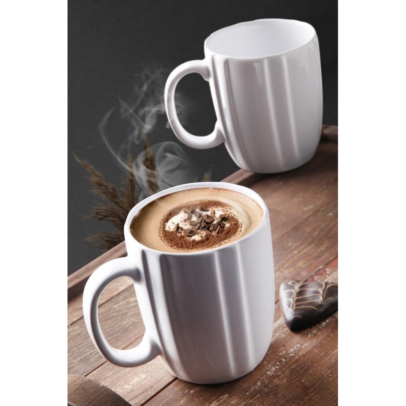 Special Design 10 Cm - 300 Ml Ceramic Wind Mug Set Of 2 White