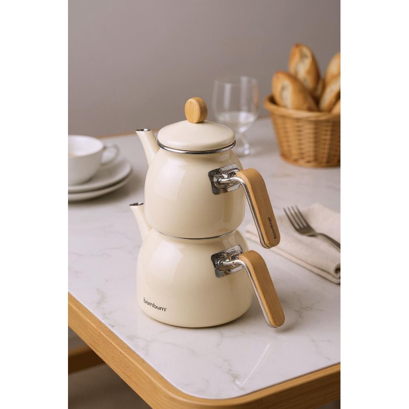 Sultan - Bamboo Handle Teapot Set Cream