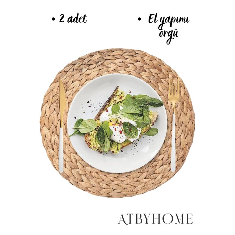 2 Pieces Wicker Water Hyacinth Handmade Knitted Placemat 37 Cm