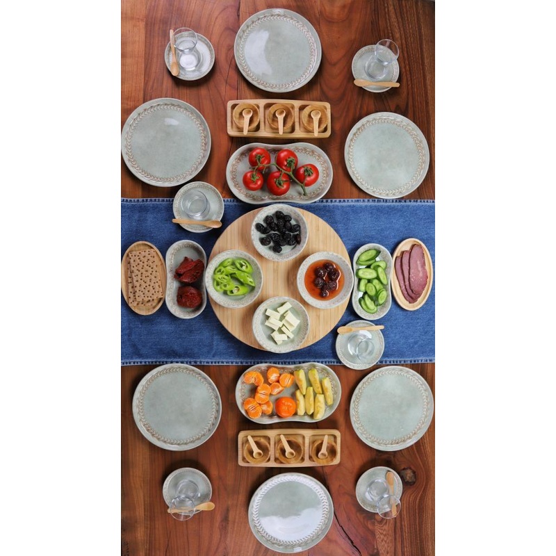 Bambum 49 Piece Daisy Porcelain Breakfast Set For 6 People - Luxury Breakfast Serving Set